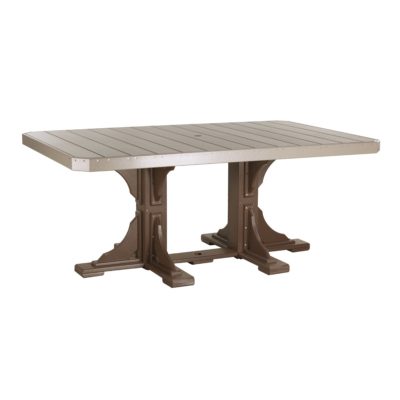 Rectangular Counter Table - Weatherwood & Chestnut Brown (Dining Height Shown)